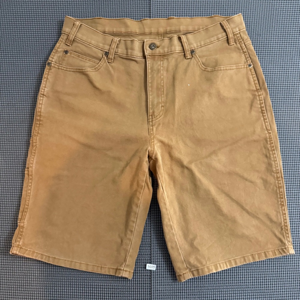 Genuine Dickies Mens Carpenter Shorts Tan Brown Duck Canvas Stretch Size 34